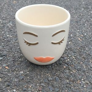 Cream and Orange Accented Vase with Minimalist Design